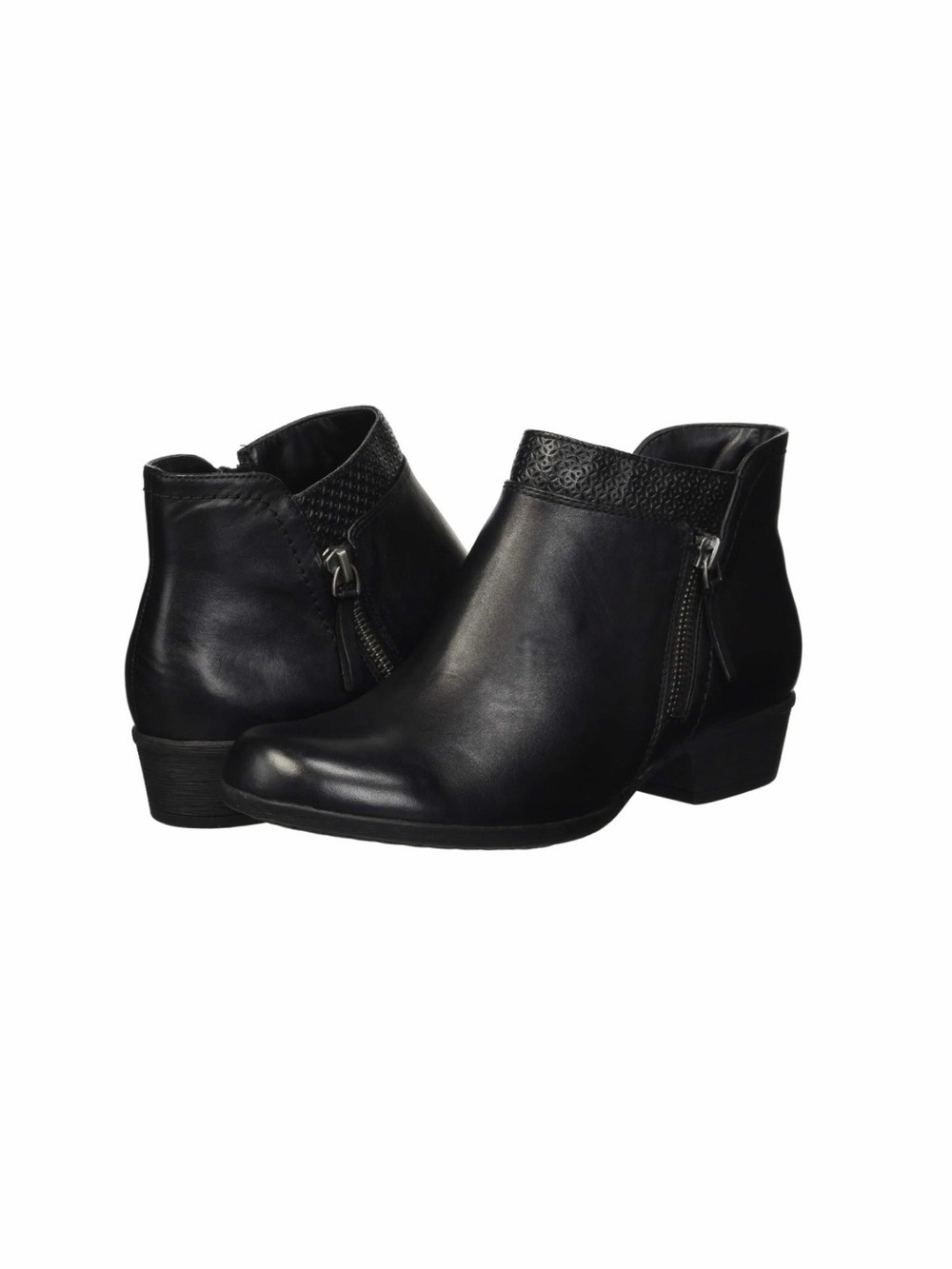 Rockport Black Double Zip Genuine Leather Ankle Boots Comfort Suede Insole 8.5